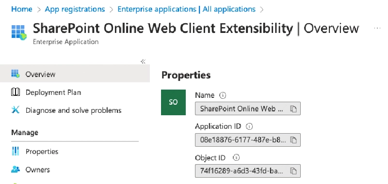 Microsoft Entra ID App - SharePoint Online Web Client Extensibility app Microsoft Entra ID App - SharePoint Online Web Client Extensibility app