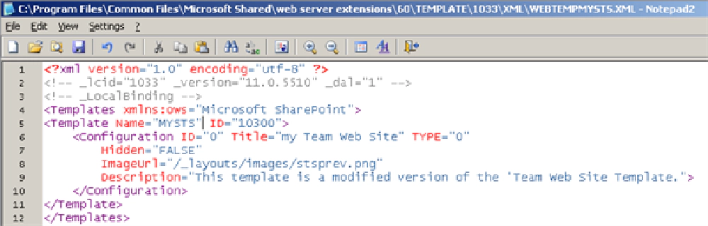 Figure 2: WEBTEMPMYSTS.XML