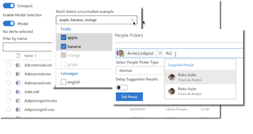 Fabric React controls