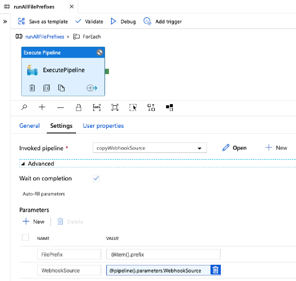 ExecutePipeline activity