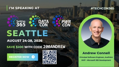 Join me - TechCon365 - Seattle, August 2026 for Microsoft 365 Copilot & AI Dev Join me - TechCon365 - Seattle, August 2026 for Microsoft 365 Copilot & AI Dev