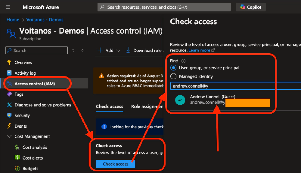 Verify the Contributor role granted to user