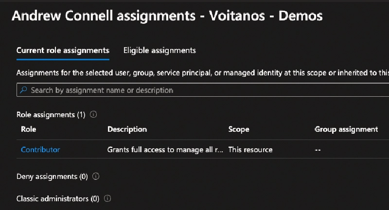 Confirm the Contributor role granted to user Confirm the Contributor role granted to user