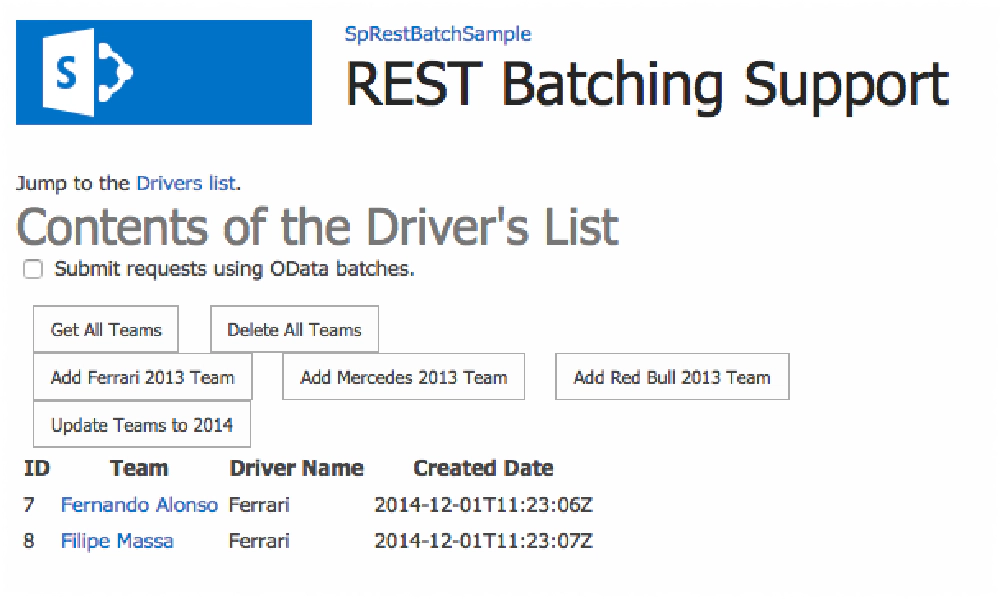 SharePoint REST Batch Sample