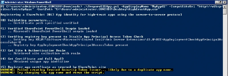 Warning message when running without unique name Warning message when running without unique name