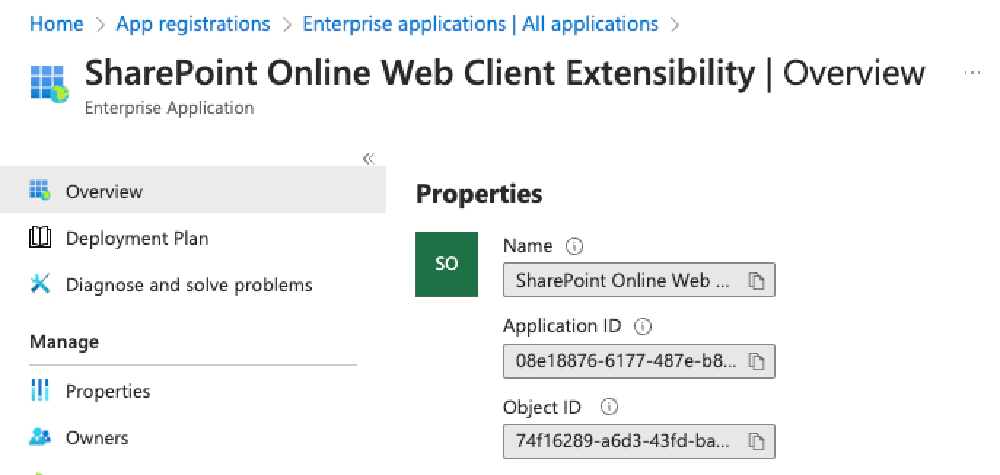 Microsoft Entra ID App - SharePoint Online Web Client Extensibility app