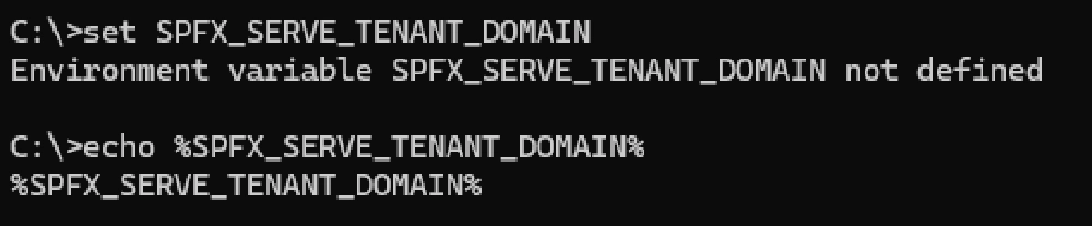 Windows - SPFX_SERVE_TENANT_DOMAIN not set