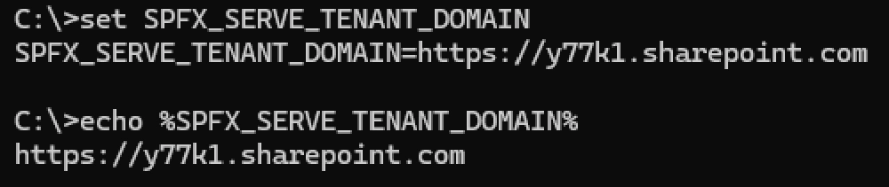 Windows - SPFX_SERVE_TENANT_DOMAIN set