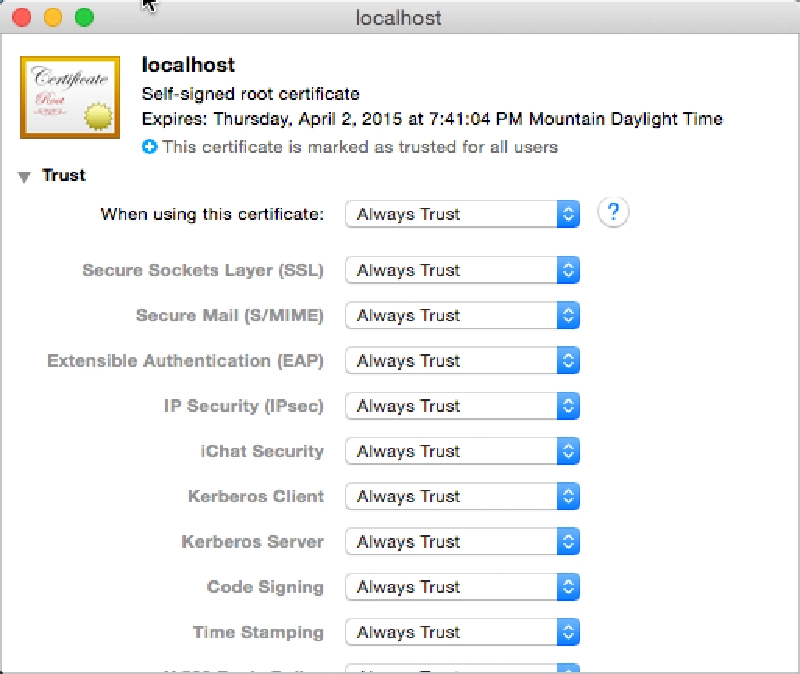 Create Self-Signed Certs on MacOS Create Self-Signed Certs on MacOS