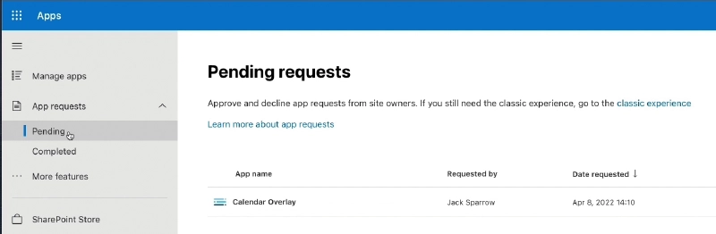 Pending app requests Pending app requests