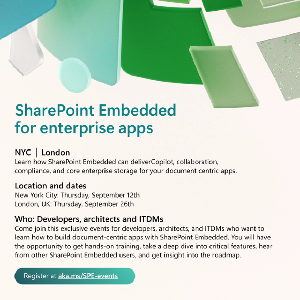 SharePoint Embedded September 2024 Roadshow - New York & London