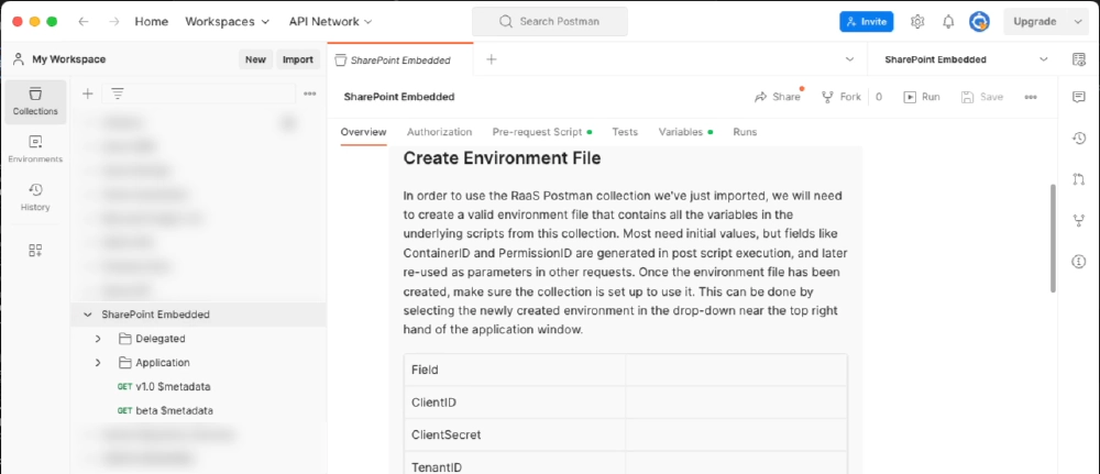 Postman SharePoint Embedded Collection