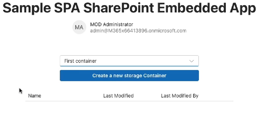 Empty DataGrid after selecting a Container with no folders or files in it.