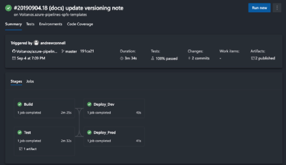 Azure Pipeline run instance results