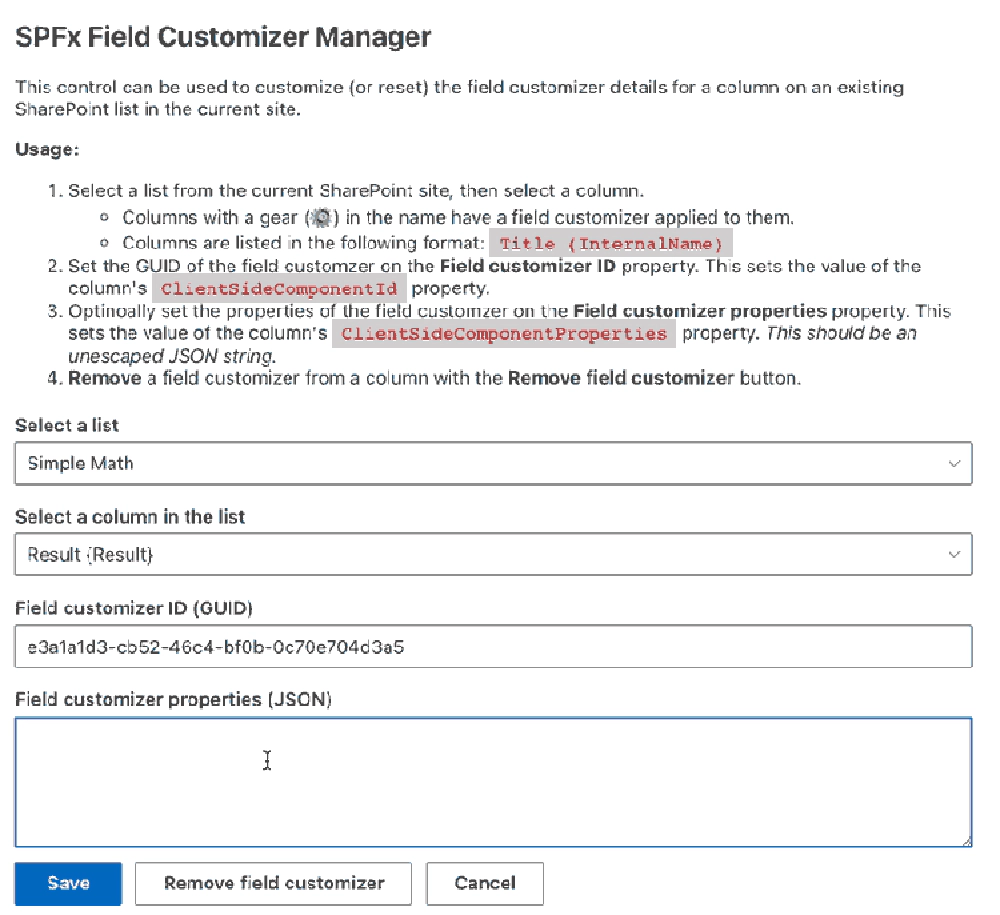 Voitanos' SPFx Field Customizer Manager