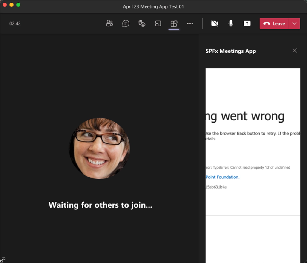 Microsoft Teams + SPFx In-Meeting App App Bug