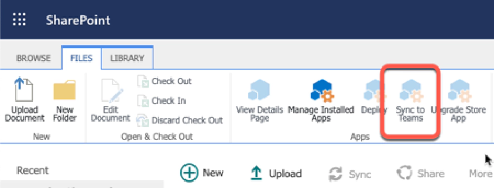 SharePoint Online - Tenant App Catalog - Sync to Teams button