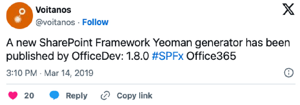 Screenshot of deleted tweet: 'Actually you can do any TypeScript versions listed in the following listing https://npmjs.com/search?q=%40microsoft%2Frush-stack-compiler, so also 3.x'