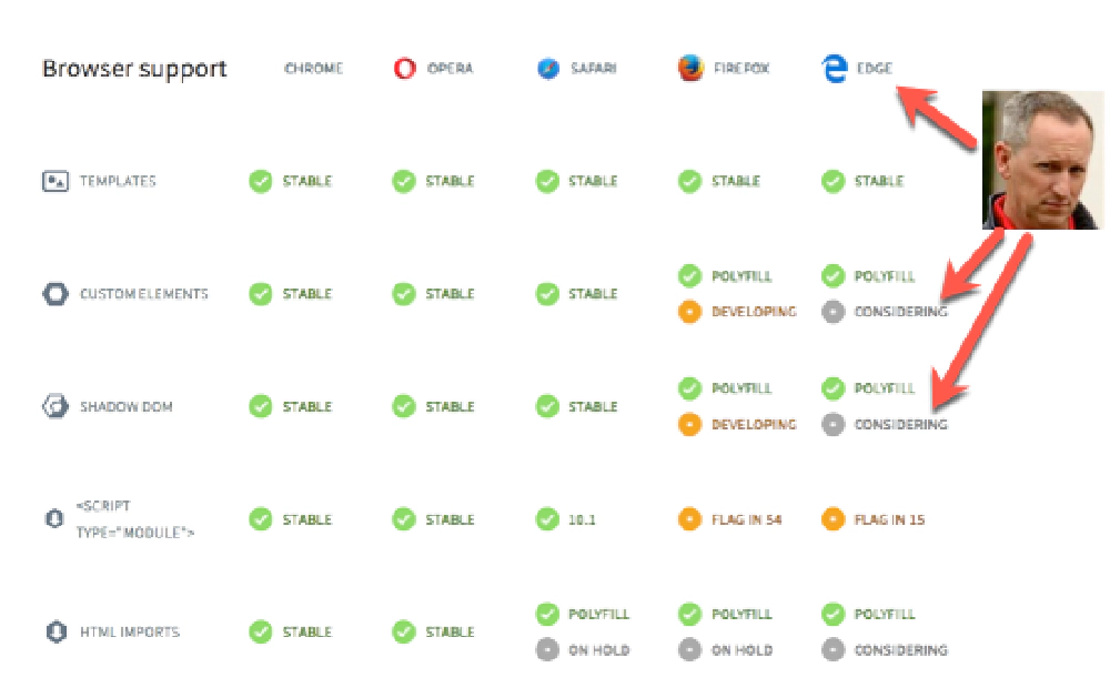 Browser Support for web components