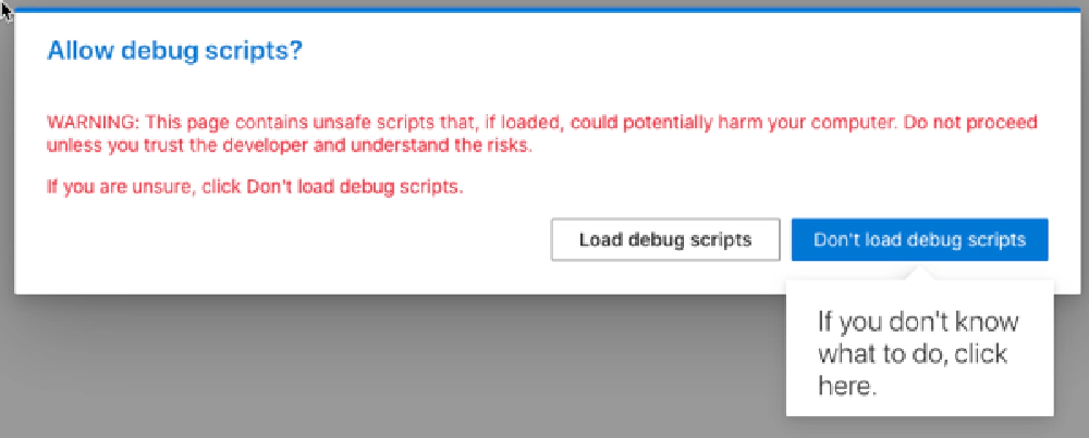 Debug scripts warning