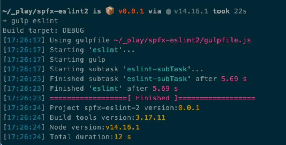 ESLint gulp task running