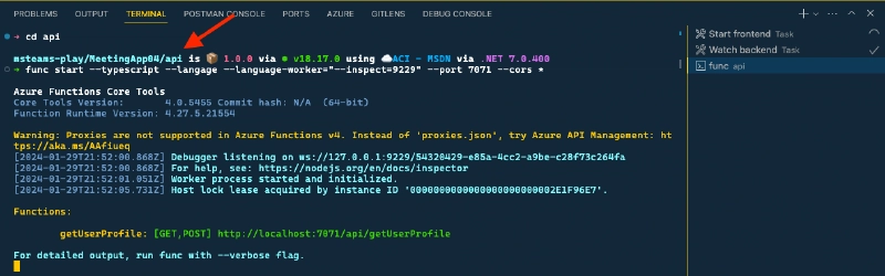 Manually starting the Azure Functions Core Tools under the zsh shell Manually starting the Azure Functions Core Tools under the zsh shell