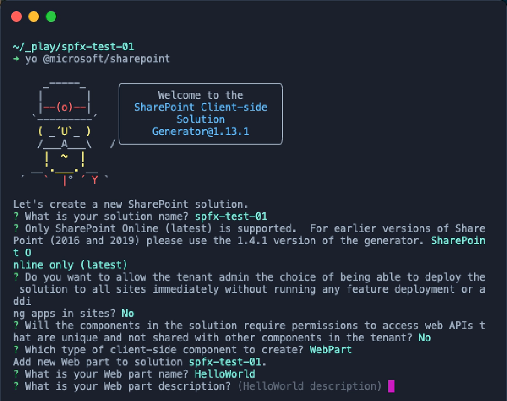 Running the Yeoman generator for the SharePoint Framework