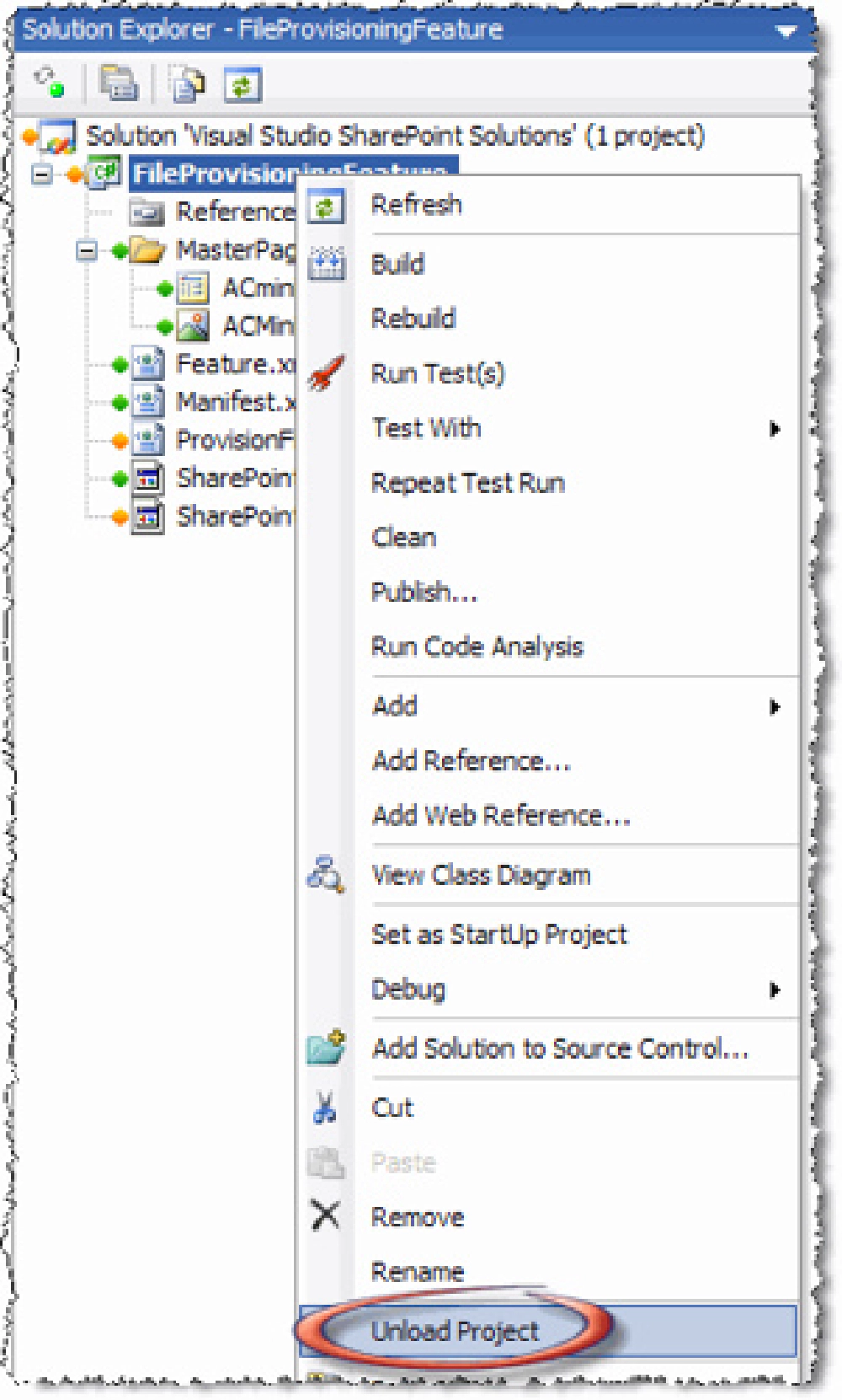 Figure 3: Unloading a project