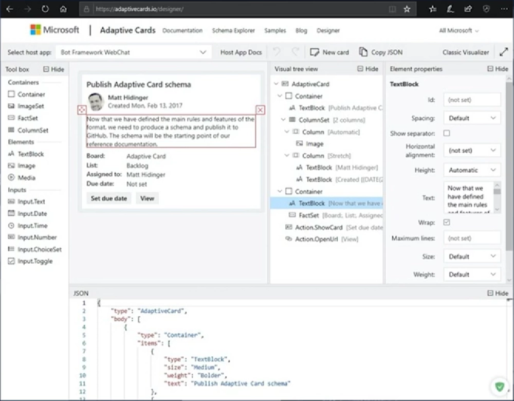 Adaptive Card Designer