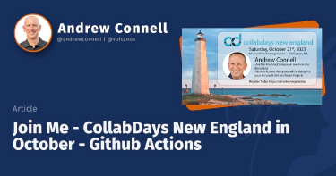 Join Me - CollabDays New England in October - Github Actions