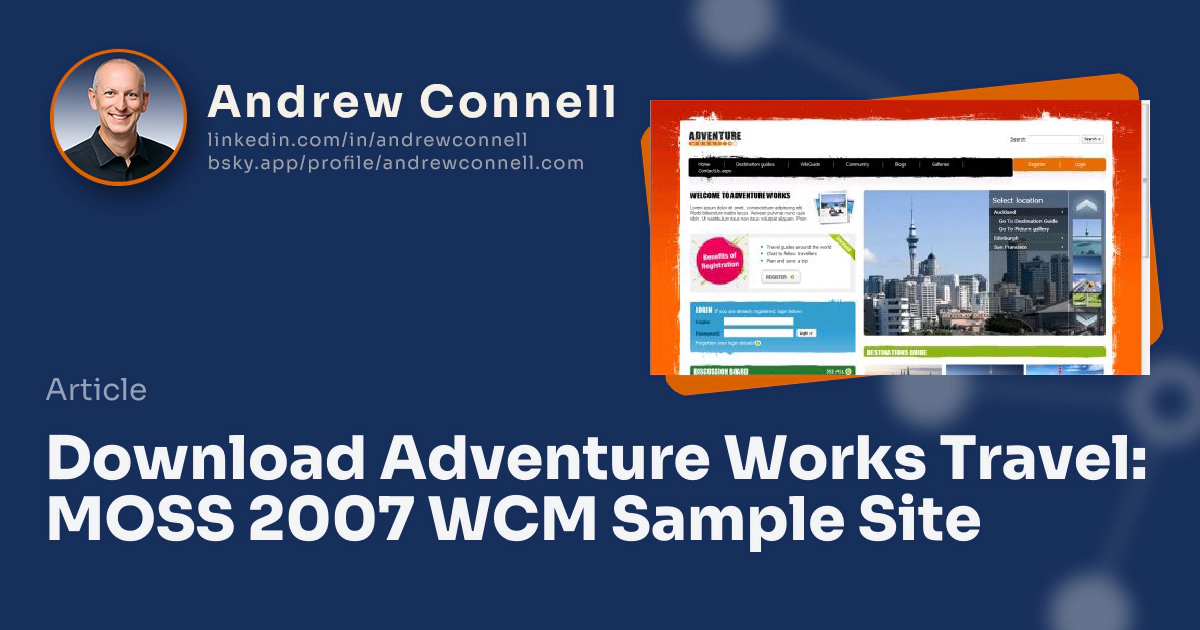 Download Adventure Works Travel: MOSS 2007 WCM Sample Site