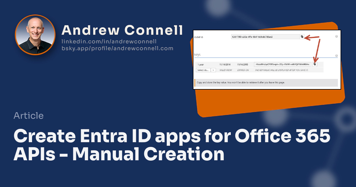 Create Entra ID apps for Office 365 APIs - Manual Creation