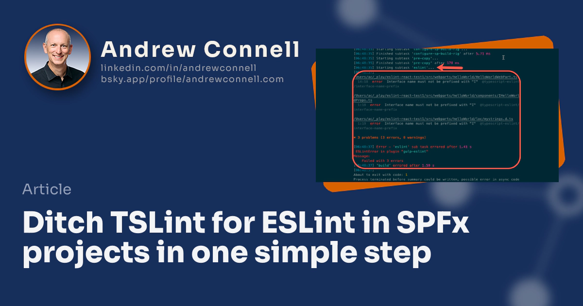 Ditch TSLint for ESLint in SPFx projects in one simple step